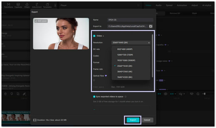 Export The Upscaled Video