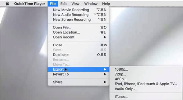 Export the Merged MOV Files QuickTime
