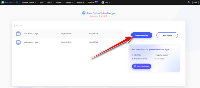 Start Merging Apowersoft