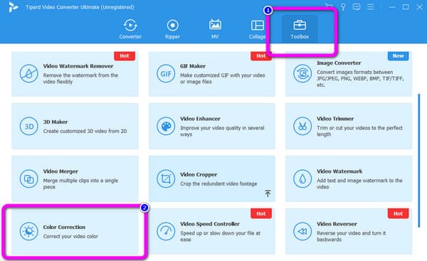 Инструмент цветокоррекции Toolbox