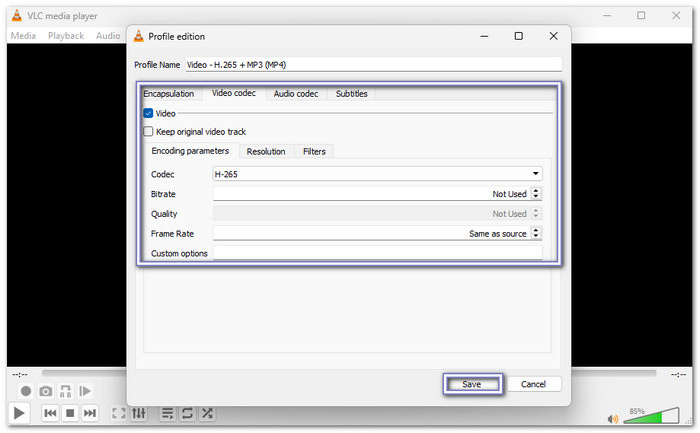 VLC Compress AVI File