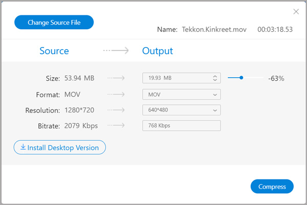 Komprimer MOV-fil online gratis