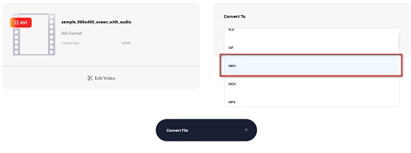 Sélectionnez le fichier MKV