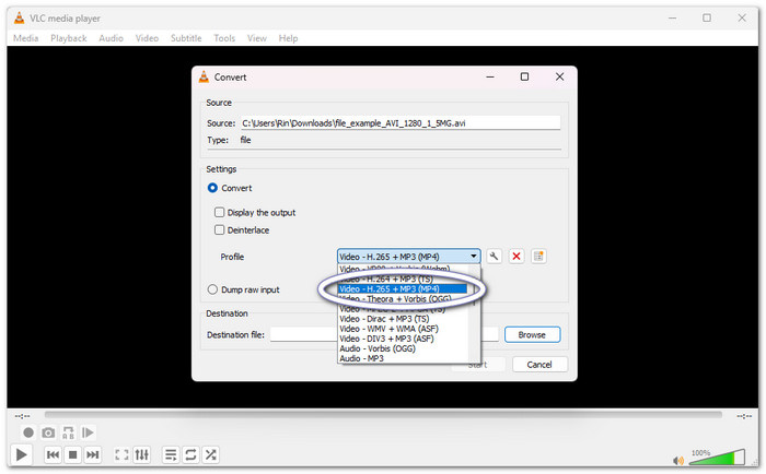VLC Converter AVI para MP4