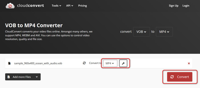 CloudConvert DAT to MP4