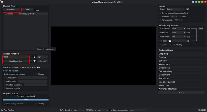 Convert DAT to MP4 with Shutter Encoder