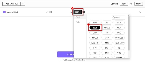 File di output MKV