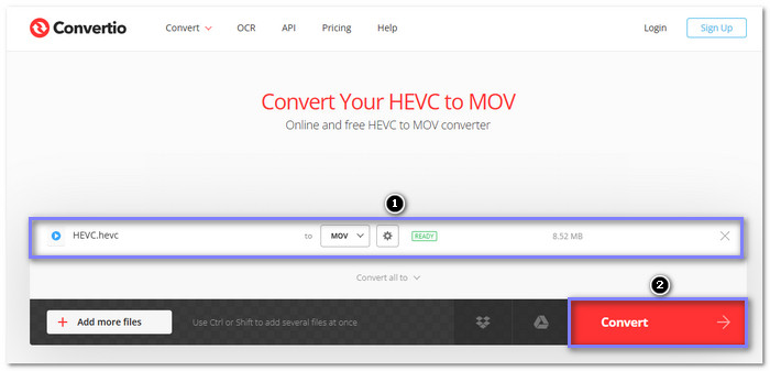 Convertio Convert HEVC to MOV