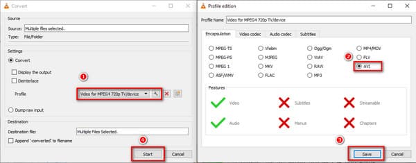 VLC Salva file AVI