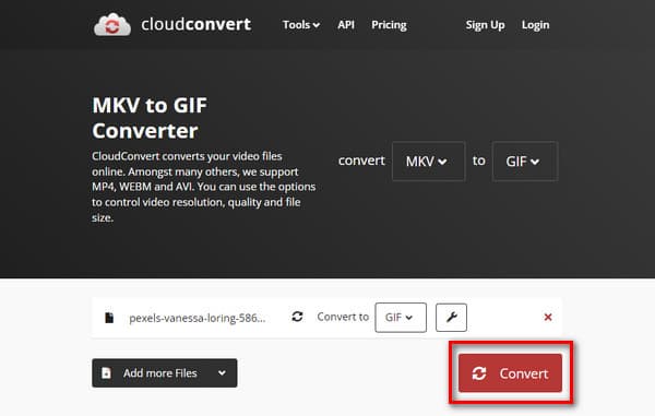 CloudConvert GIF-fájl exportálása