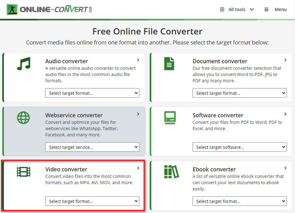 Conversion en ligne Utiliser Video Converter