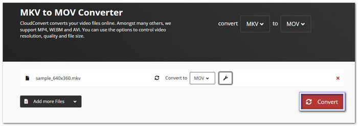 Empieza a convertir MKV a MOV con Cloudconvert