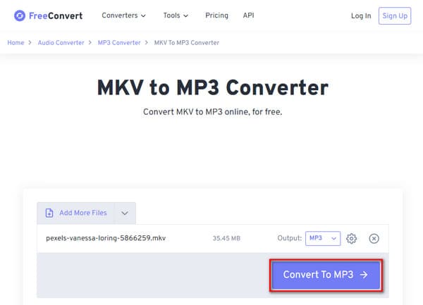 FreeConvert Exportera MP3