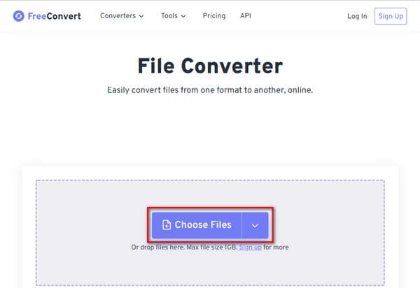 Freeconvert إضافة ملفات