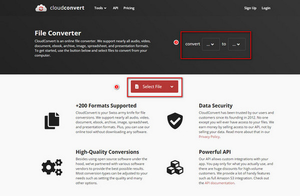 Cloudconvert Seleccione un archivo