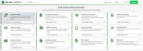 Online Converter Vieraile pääsivulla