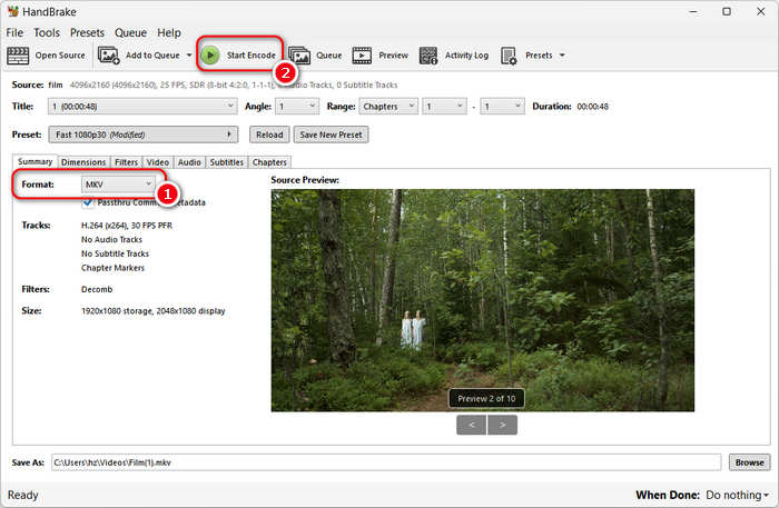 Convert MP4 to MKV with HandBrake