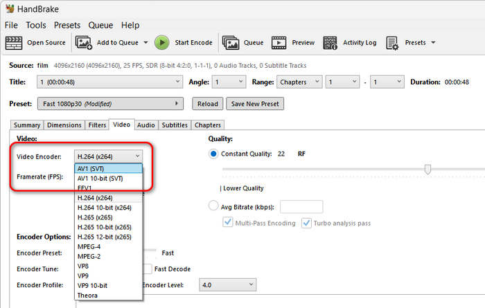 Re-encode MP4 to MKV in HandBrake