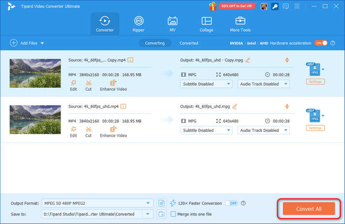 Convert MP4 to MPEG in Tipard Video Converter Ultimate