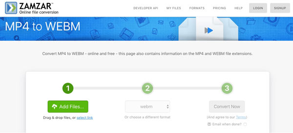 Converti MP4 in WebM online gratuitamente