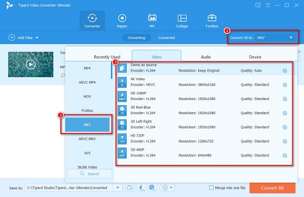 Çıktı Formatı MKV