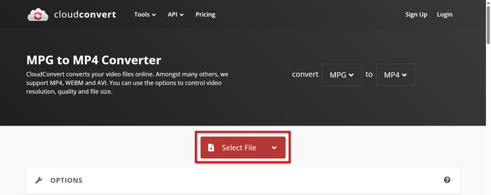 Cloudconvert Select File
