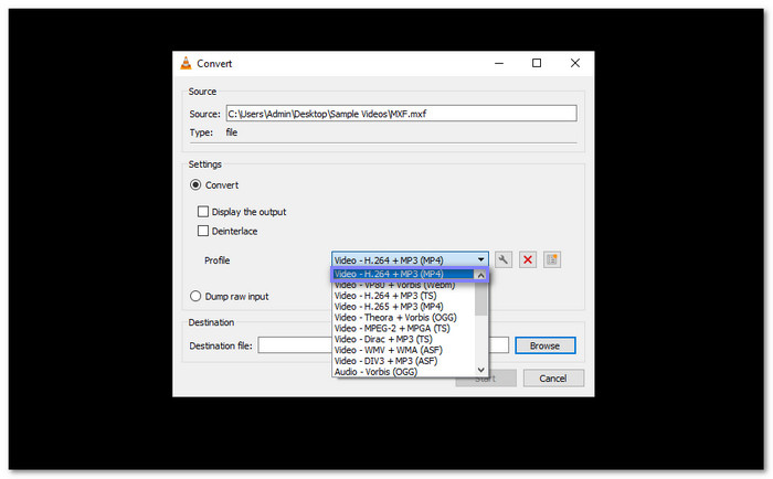 VLC Convert MXF to MOV