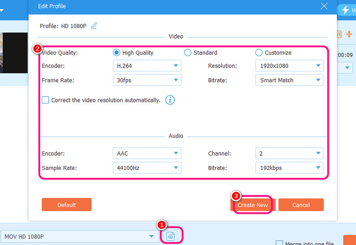 Settings Menu Create New