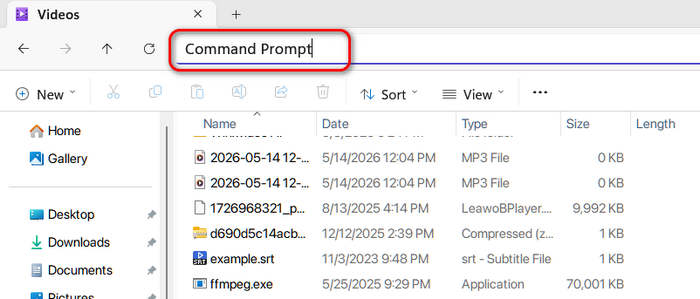 使用 FFmpeg 啟動命令提示符