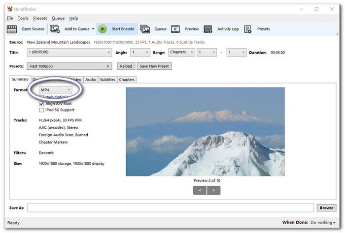 HandBrake Convert TS to MP4