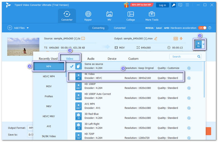 Select MP4 And Pick Quality