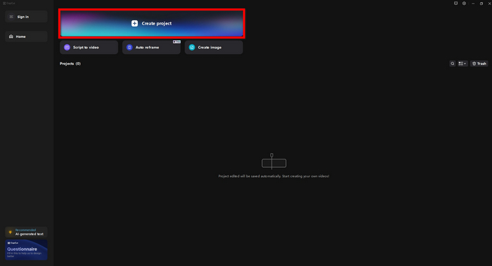 Desktop Create Project Image