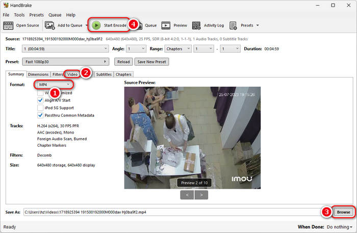 Convert DAV to MP4 Handbrake