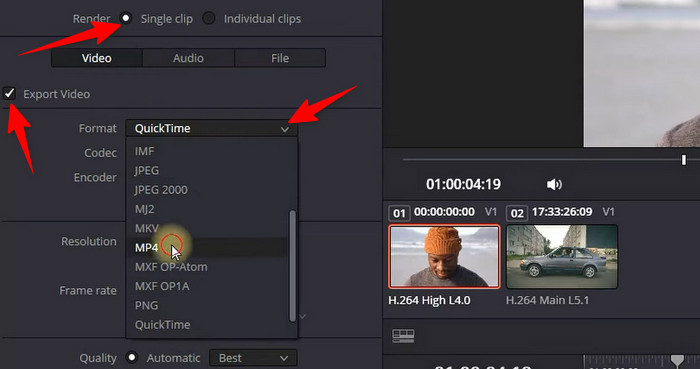 Edit Export Settings