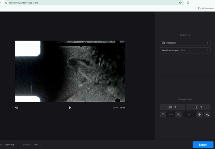 Resize Video Clideo