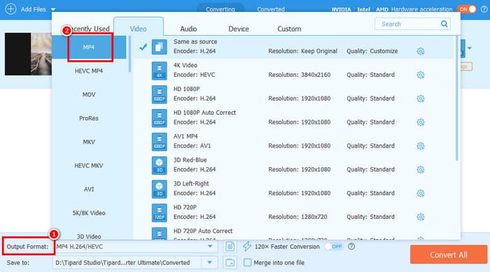 Choose Output Format Tipard