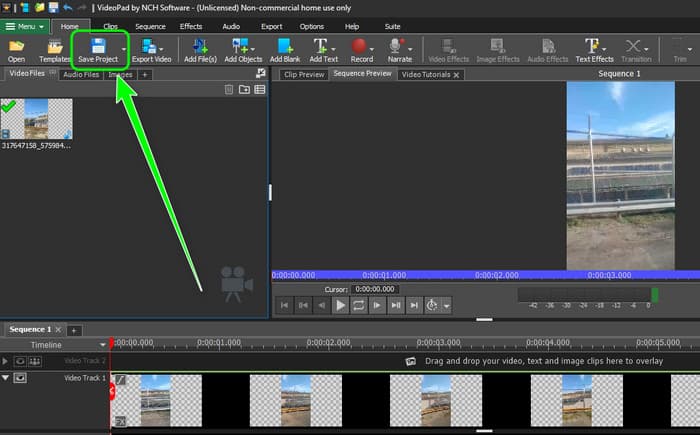 Save Project Videopad