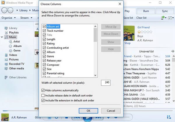 Modifier le lecteur Windows Media MP3
