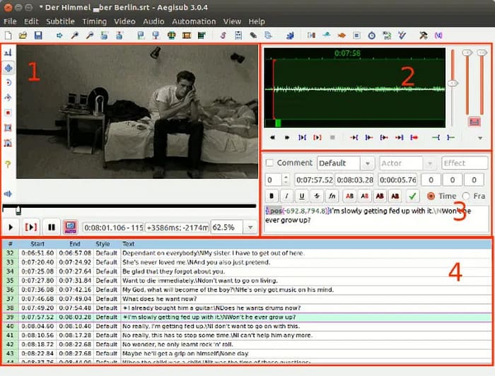 Aegisub Interface