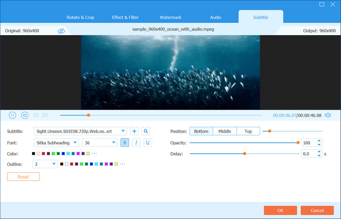 Interface Tipard Edit Subtitle