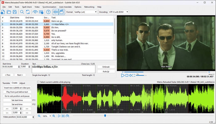 Tool Subtitle Edit