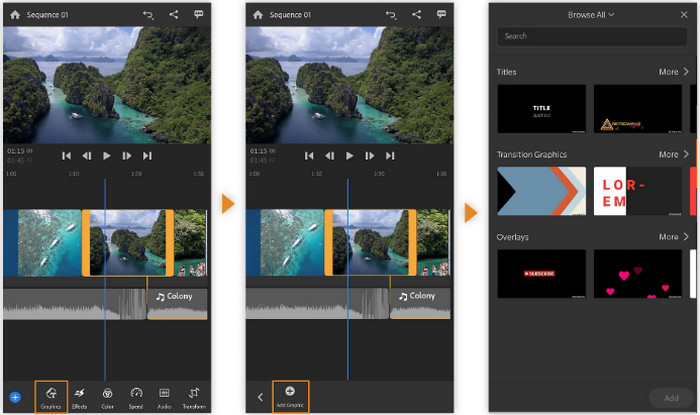 Διεπαφή Adobe Premiere Rush