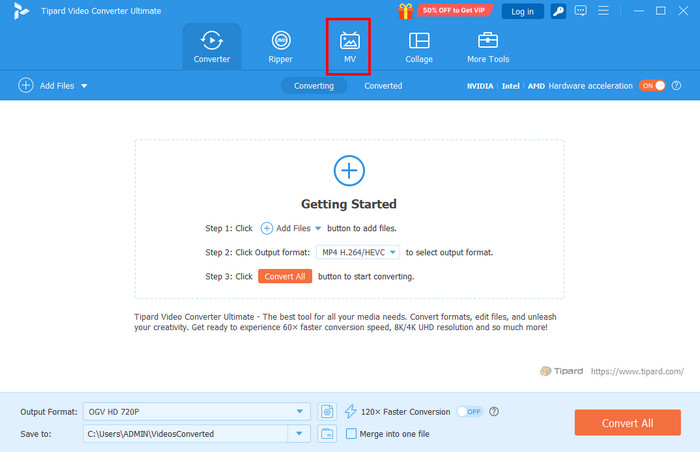Κάντε κλικ στο κουμπί MV