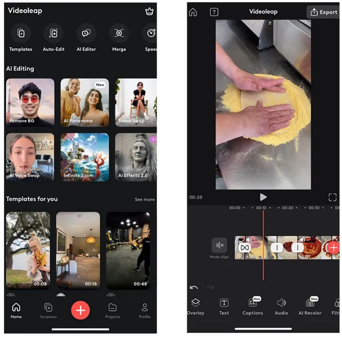 Διεπαφή Videoleap