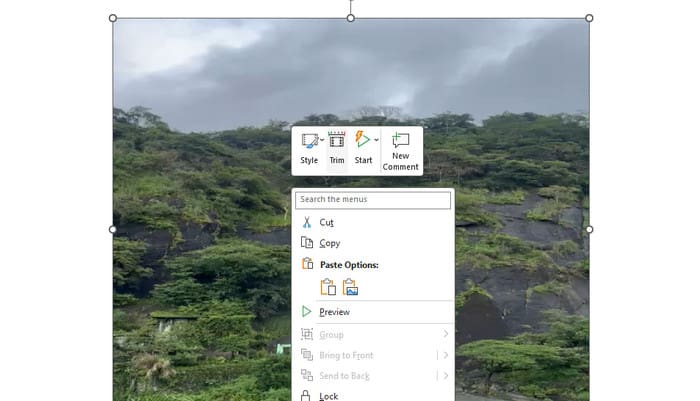 Right Click Video Trim Feature PPT