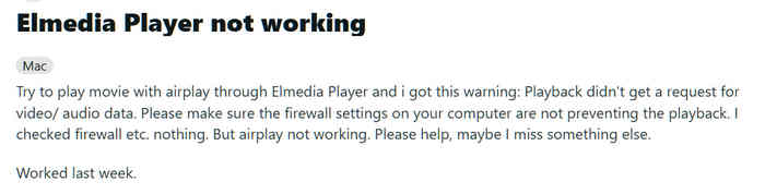 Elmedia Player Issue