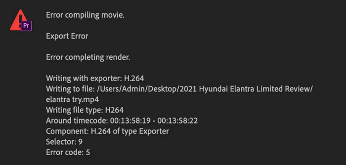 Premiere Error Compiling Movie