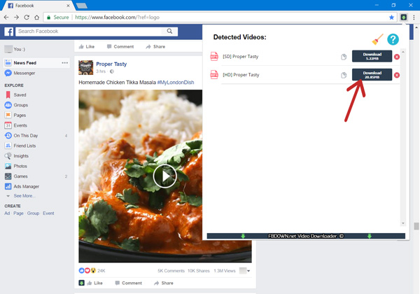 Télécharger la vidéo Facebook