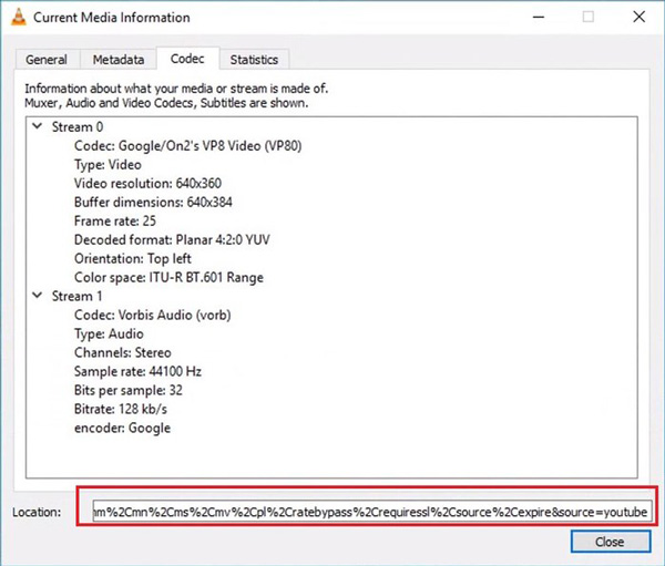 Informations sur les médias VLC