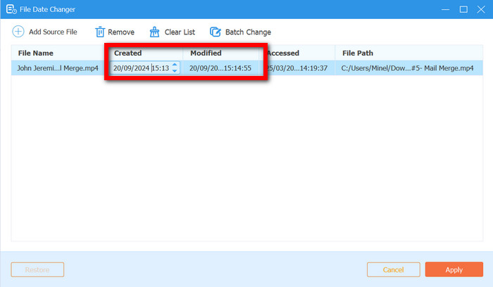 Date Created Modified